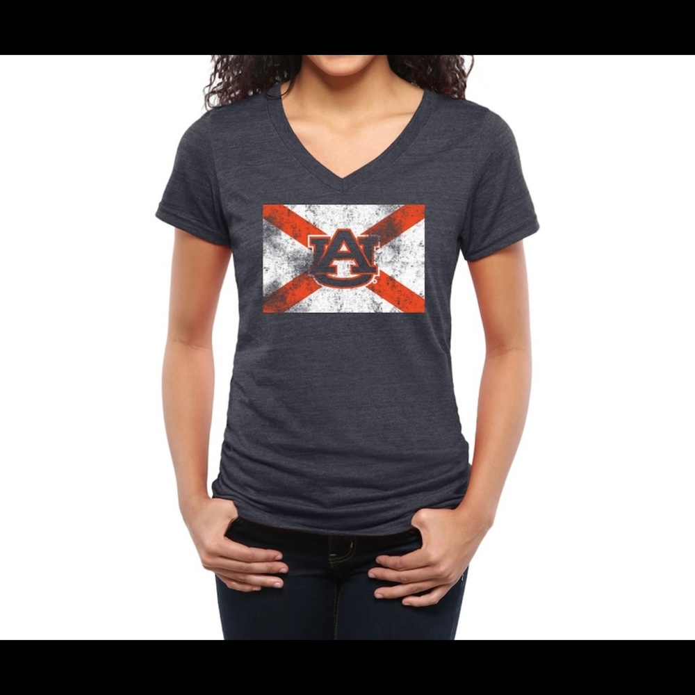 Auburn Tigers Tri-Blend V-Neck T-shirt NWT